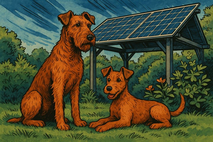 Buffy & Sean erzählen: Solar‑Woche im Garten – Hände, Kabel & Kuschelstrom 🐾
